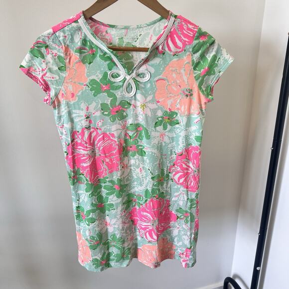 Lilly Pulitzer Girls size XL 12-14 Hibiscus Tropical Beach Resort Preppy Dress - Picture 1 of 7
